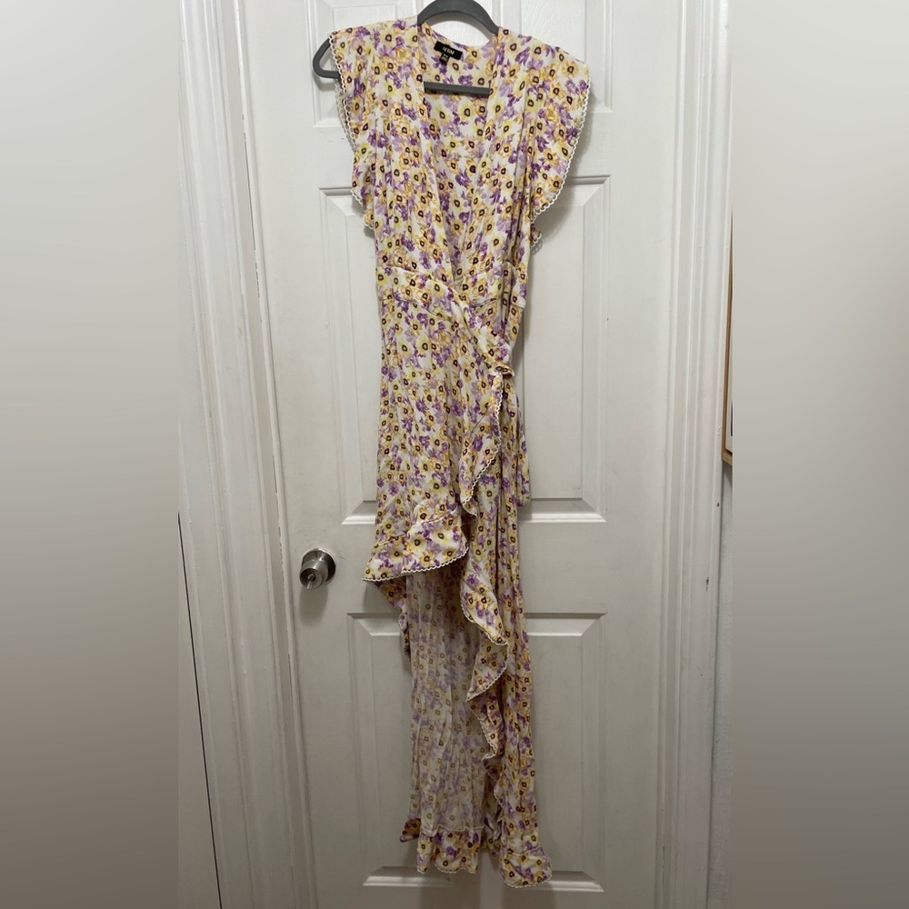 AFRM Floral Wrap Dress in Purple and Yellow